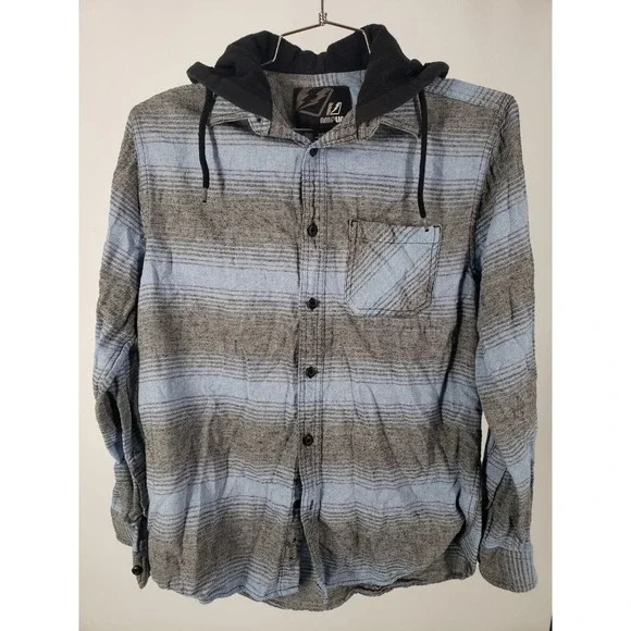 Amplify Convertible Hoodie Size Medium Blue Sky Stripe Outdoor Adventure Shirt - Picture 1 of 10